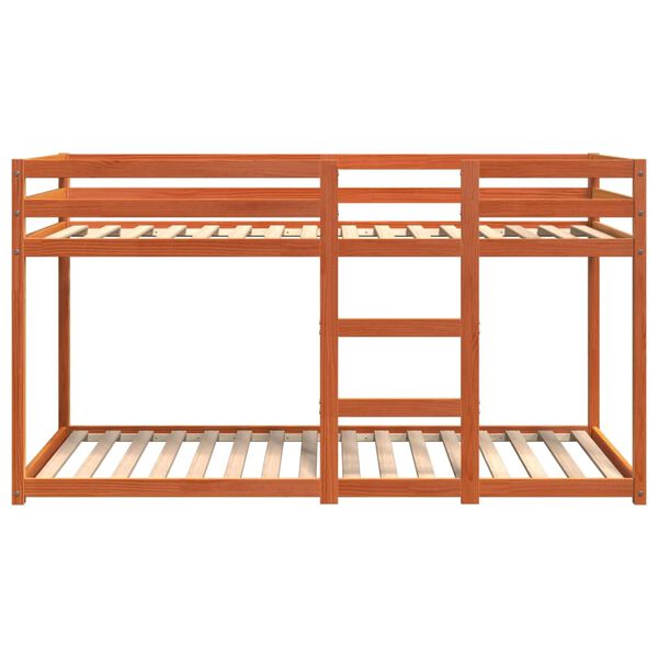 vidaXL Litera de madera maciza de pino marrón cera 80x200 cm