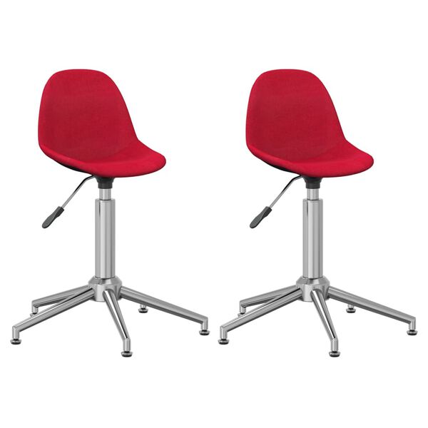 vidaXL Sillas de comedor giratorias 2 unidades tela rojo vino tinto