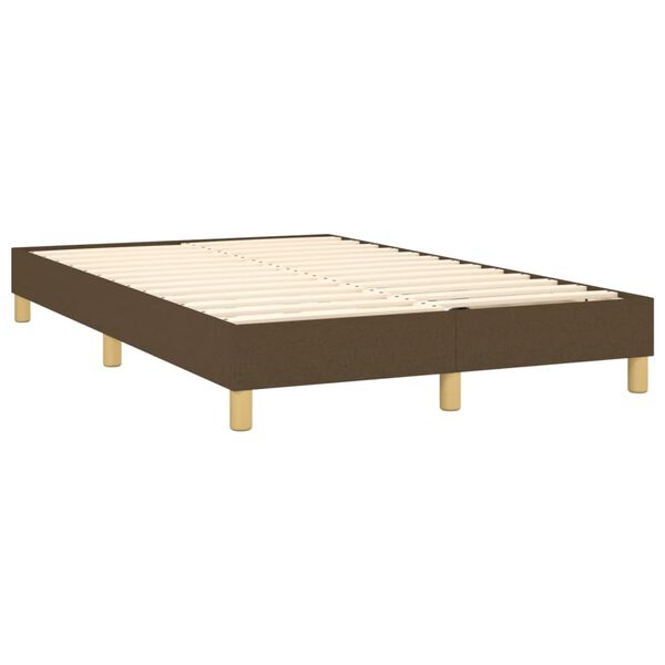 vidaXL Cama box spring con colch&oacute;n tela marr&oacute;n oscuro 120x200 cm