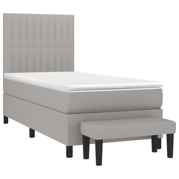 vidaXL Cama box spring con colch&oacute;n tela gris claro 100x200 cm