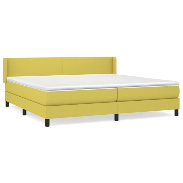 vidaXL Cama box spring con colch&oacute;n tela verde 200x200 cm
