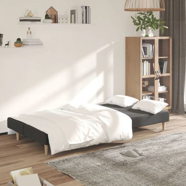 vidaXL Sof&aacute; cama de 2 plazas tela gris oscuro
