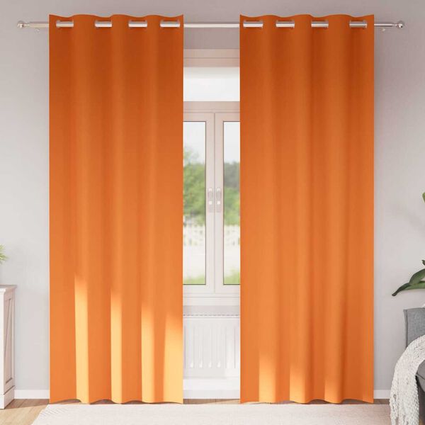 vidaXL Cortinas Opacas con Anillas 2 pcs Naranja Brillante