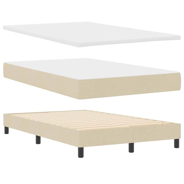 vidaXL Cama tipo Box Spring con colch&oacute;n Crema 120 x 190 cm tela