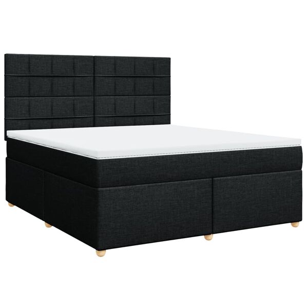 vidaXL Cama box spring con colch&oacute;n tela negro 180x200 cm