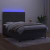 vidaXL Cama box spring colch&oacute;n y LED terciopelo gris oscuro 140x200 cm