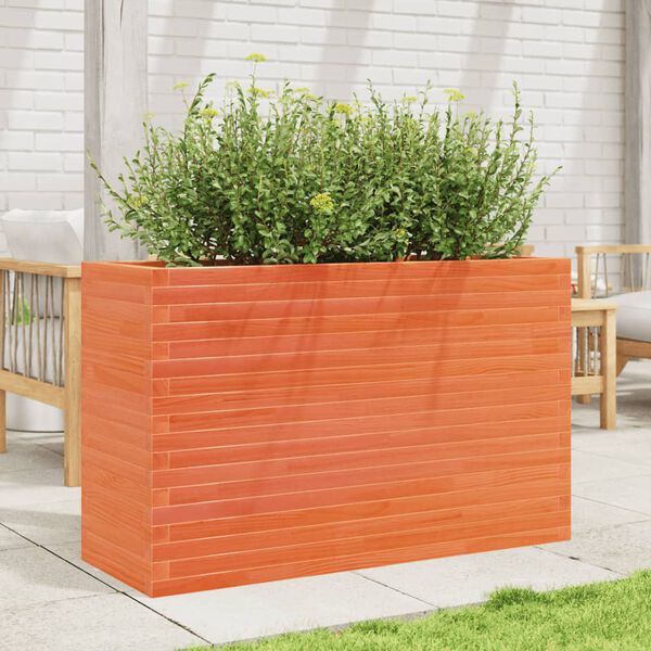 vidaXL Jardinera madera maciza de pino marr&oacute;n cera 110x40x68,5 cm