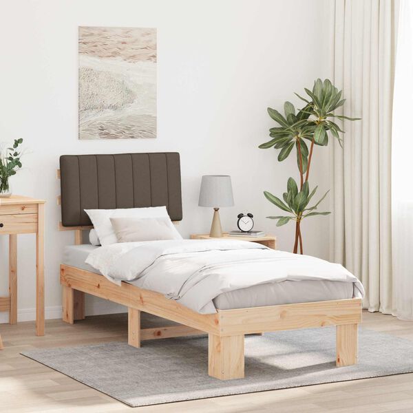 vidaXL Estructura de Cama con Cabecera Tapizada Taup&eacute; 75 x 190 cm