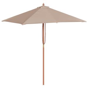 vidaXL Sombrilla de jard&iacute;n con palo de madera taupe 150x200 cm
