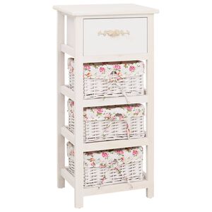 vidaXL Mueble con 1 caj&oacute;n y 3 cestas madera de paulonia blanco
