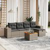 vidaXL Set de muebles de jard&iacute;n 6 pzas y cojines rat&aacute;n sint&eacute;tico gris