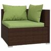 vidaXL Set muebles de jard&iacute;n 9 piezas y cojines rat&aacute;n sint&eacute;tico marr&oacute;n