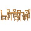 vidaXL Conjunto de comedor 7 uds. Beige Madera de Roble S&oacute;lido