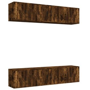 vidaXL Set de muebles de TV 6 pzas madera contrachapada roble ahumado
