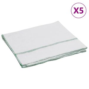 vidaXL Pa&ntilde;os de limpieza 5 uds blancas con rayas verdes 50x60 cm