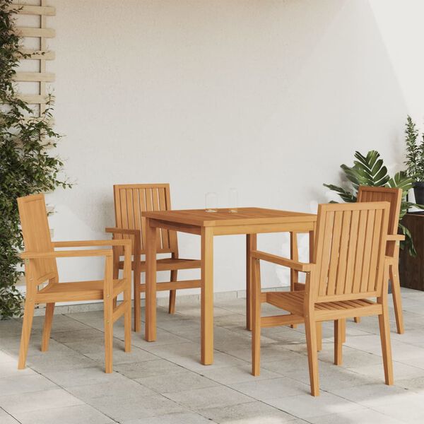 vidaXL Juego de comedor para jard&iacute;n 5 piezas madera maciza de teca