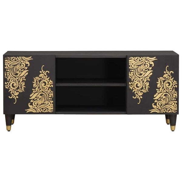 vidaXL Mueble de TV Negro 105 x 33 x 46 cm Madera de mango maciza