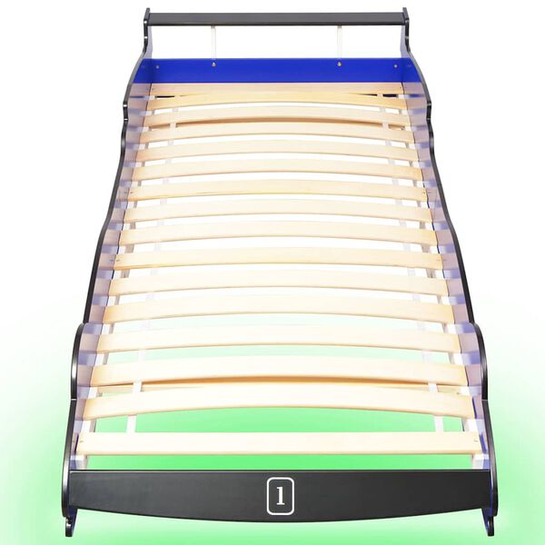 vidaXL Cama infantil con forma de coche carreras y LED 90x200 cm azul