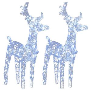 vidaXL Renos de Navidad 2 unidades 80 LED blanco fr&iacute;o acr&iacute;lico