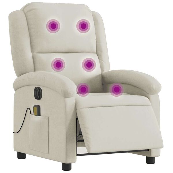 vidaXL Sill&oacute;n reclinable de masaje el&eacute;ctrico terciopelo color crema