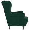 vidaXL Sill&oacute;n orejero y taburete de terciopelo verde oscuro