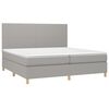 vidaXL Cama box spring con colch&oacute;n tela gris claro 200x200 cm