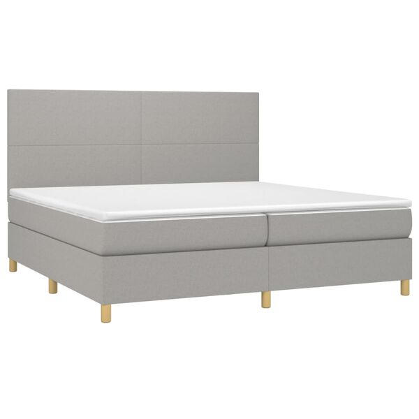 vidaXL Cama box spring con colch&oacute;n tela gris claro 200x200 cm