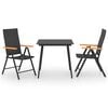 vidaXL Juego de comedor para jard&iacute;n 3 piezas negro y marr&oacute;n