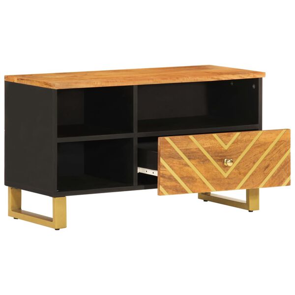 vidaXL Mueble de TV madera maciza de mango marrón negro 80x33,5x46 cm