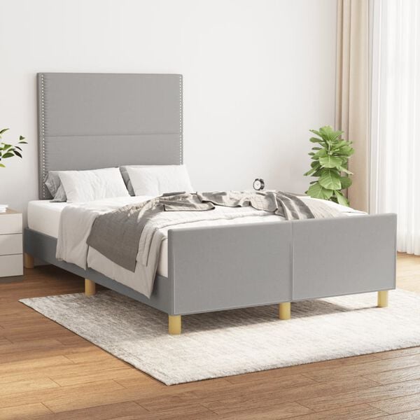 vidaXL Estructura de cama sin colch&oacute;n tela gris claro 120x190 cm