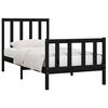 vidaXL Estructura de cama madera maciza individual negra 75x190 cm