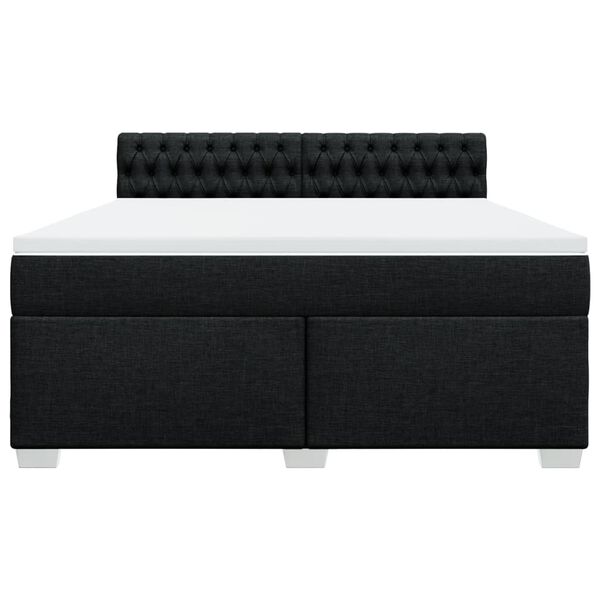 vidaXL Cama box spring con colch&oacute;n tela negro 180x200 cm