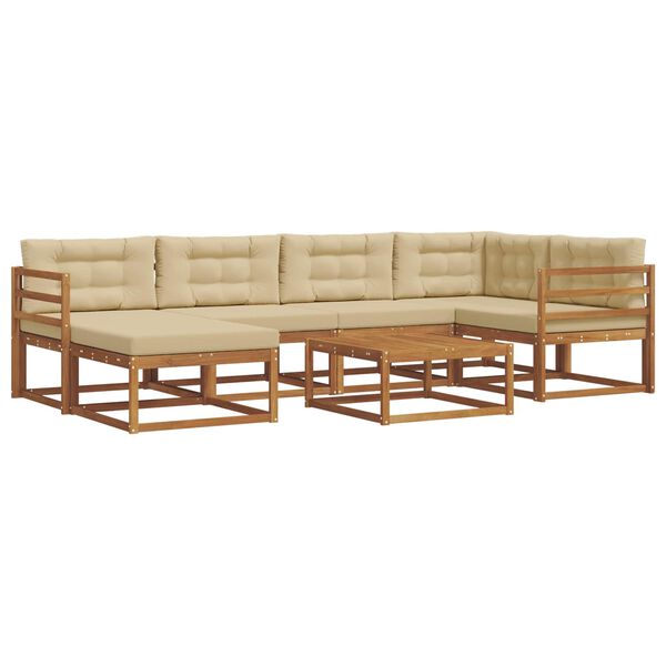 vidaXL Conjunto de sof&aacute;s de exterior con coj&iacute;n 7 pcs Natural y Beige