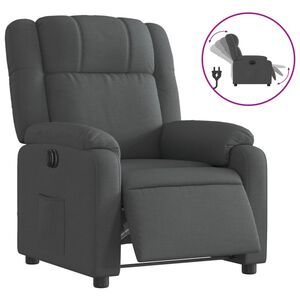 vidaXL Sill&oacute;n reclinable el&eacute;ctrico de tela gris oscuro
