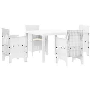 vidaXL Conjunto de Comedor de Jard&iacute;n 5 uds. Blanco Polipropileno