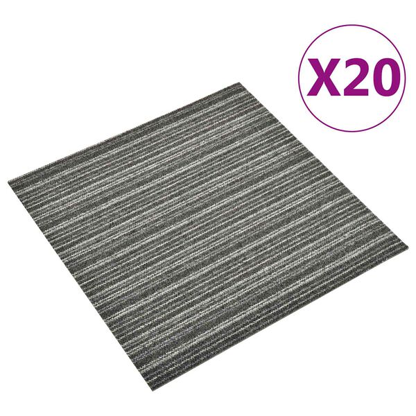 vidaXL Alfombra 20 pcs Antracita a rayas 50 x 50 cm 100% Polipropileno