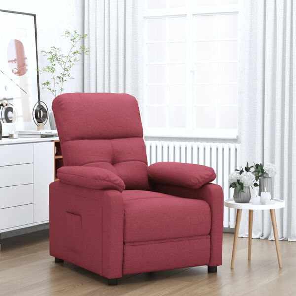 vidaXL Sillón reclinable de tela rojo tinto