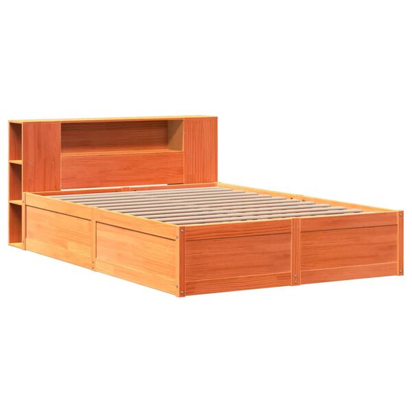 vidaXL Estructura de cama sin colch&oacute;n madera maciza marr&oacute;n 135x190 cm