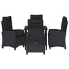vidaXL Conjunto de Comedor de Jard&iacute;n 5 pcs Negro rat&aacute;n sint&eacute;tico