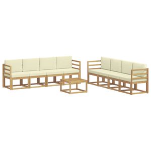 vidaXL Conjunto de sof&aacute;s de exterior con coj&iacute;n 9 pcs Blanco y Crema