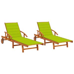 vidaXL Tumbonas con cojines 2 unidades madera maciza de acacia