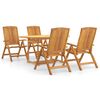 vidaXL Juego de comedor para jard&iacute;n 5 piezas madera maciza de teca