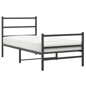 vidaXL Estructura cama sin colch&oacute;n con estribo metal negro 90x190 cm