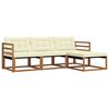 vidaXL Conjunto de sof&aacute;s de exterior con coj&iacute;n 4 pcs Natural y Crema