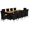vidaXL Set de comedor jard&iacute;n 11 pzas con cojines rat&aacute;n sint&eacute;tico negro