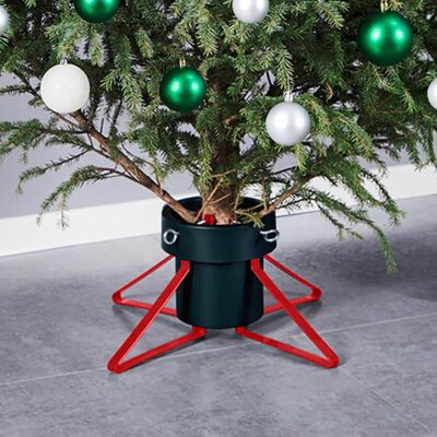 vidaXL Soporte para árbol de Navidad verde y rojo 46x46x19 cm