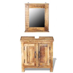 vidaXL Mueble de ba&ntilde;o con espejo de madera maciza de mango