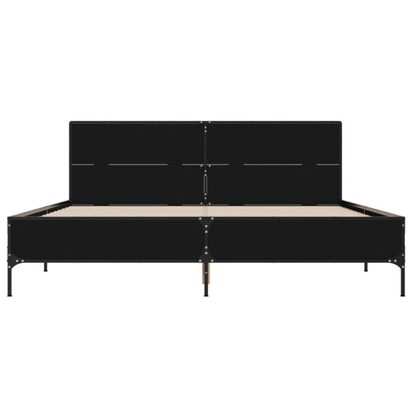 vidaXL Estructura de cama madera de ingenier&iacute;a y metal negro 140x190cm