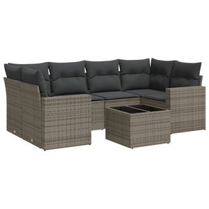 vidaXL Set de sof&aacute;s de jard&iacute;n 7 piezas con cojines rat&aacute;n PE gris