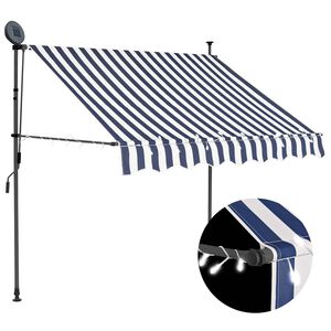 vidaXL Toldo manual retr&aacute;ctil con LED azul y blanco 150 cm